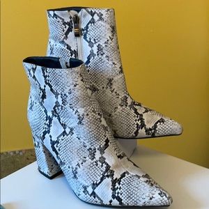 Snake Skin Heeled Booties